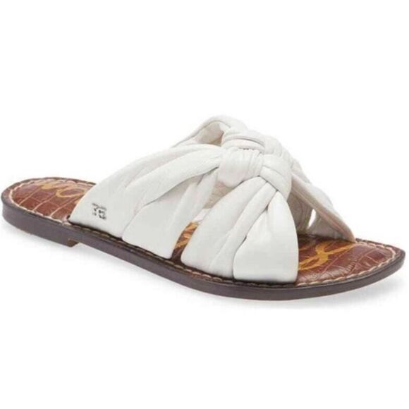 SAM EDELMAN Garson White Leather Slide Sandal Size 7.5M - Picture 1 of 6